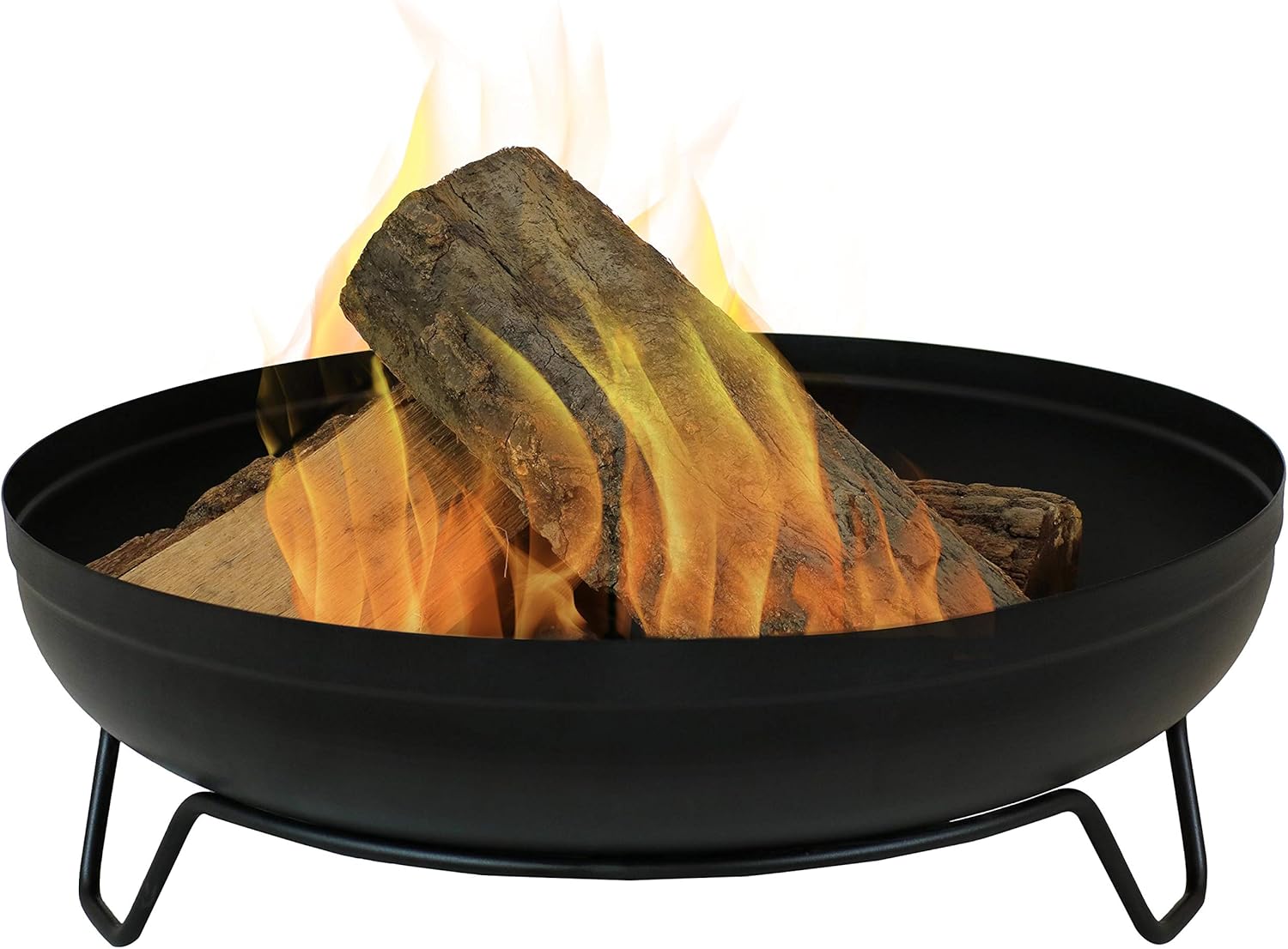 Sunnydaze Steel Outdoor Wood-Burning Fire Pit Bowl - 23-Inch Bonfire Pot - Patio & Backyard Fireplace - Black