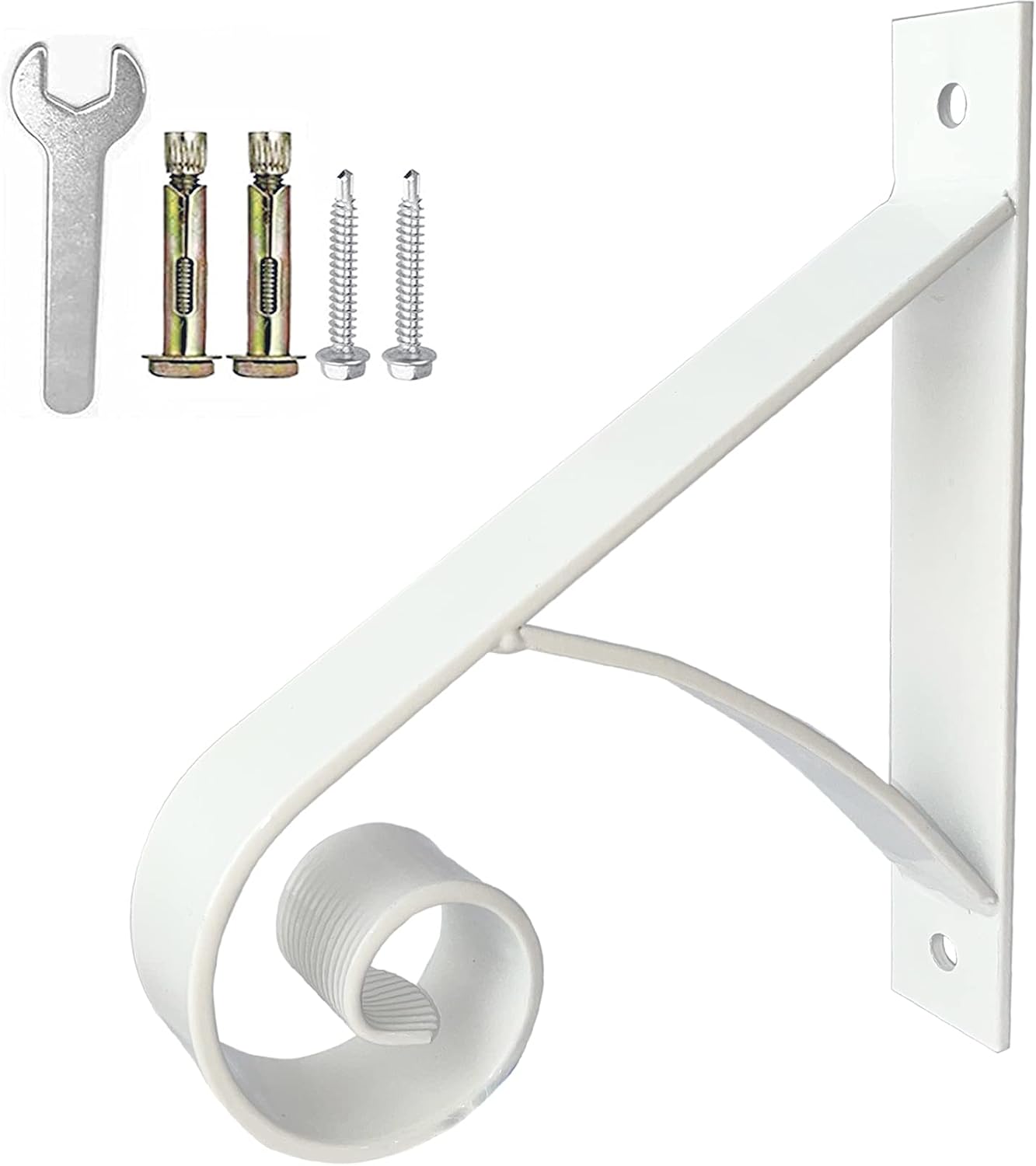 ATHOR Black Single Post Handrail Wrought Iron Post Mount Step Grab Supports with Base Plate Fits 1 or 2 Steps Grab Rail Single Post Railing