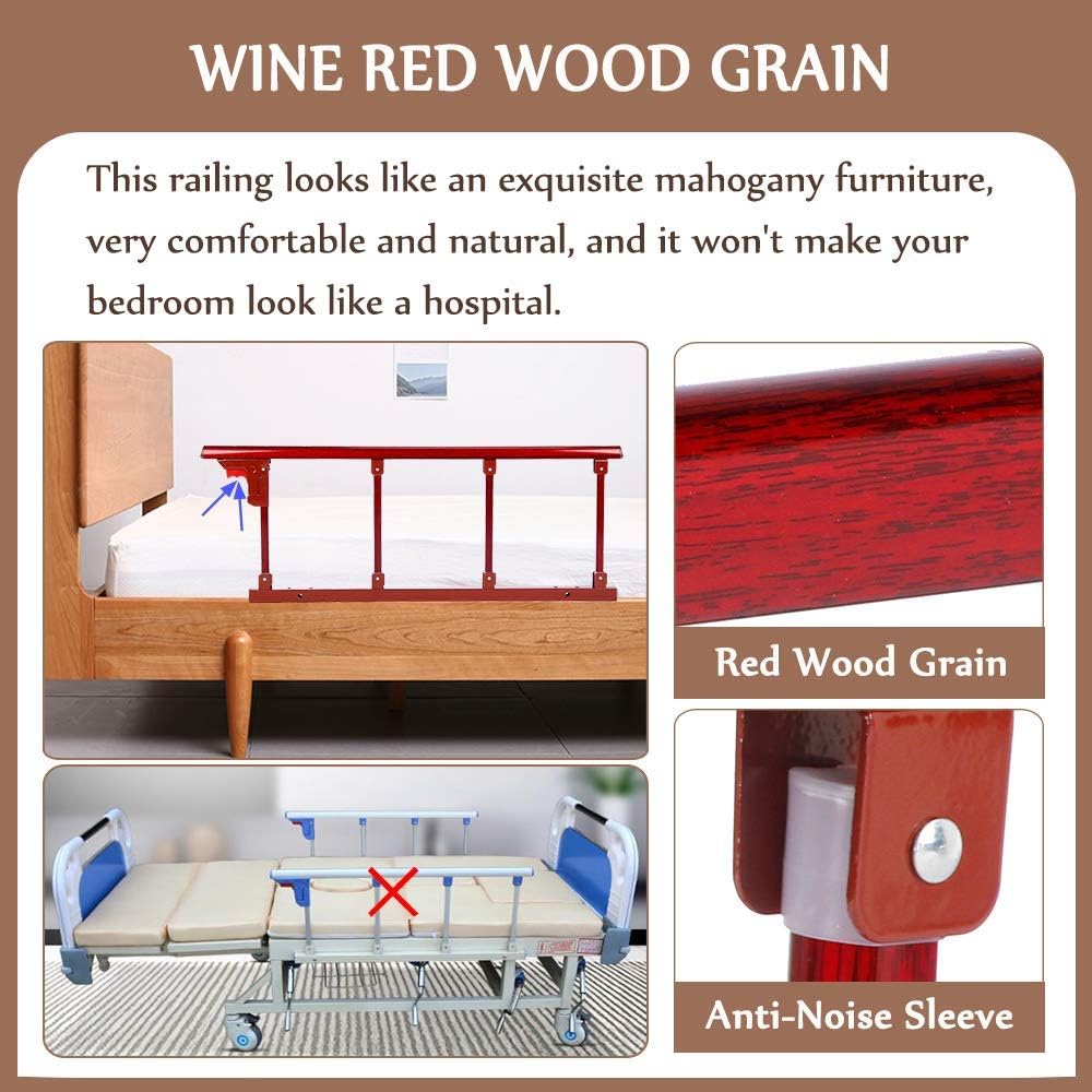 Bed Rails for Elderly Adults Seniors Assist Bar Bed Guard Railings Bedside Grab Bar Cane Assist Handle Half Bed Rail Hospital Safety Fold Down Rails (37