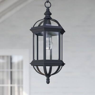 Affric 1 -Bulb 18x22 H Outdoor Hanging Lantern Three Posts Fixture Finish: Textured Black