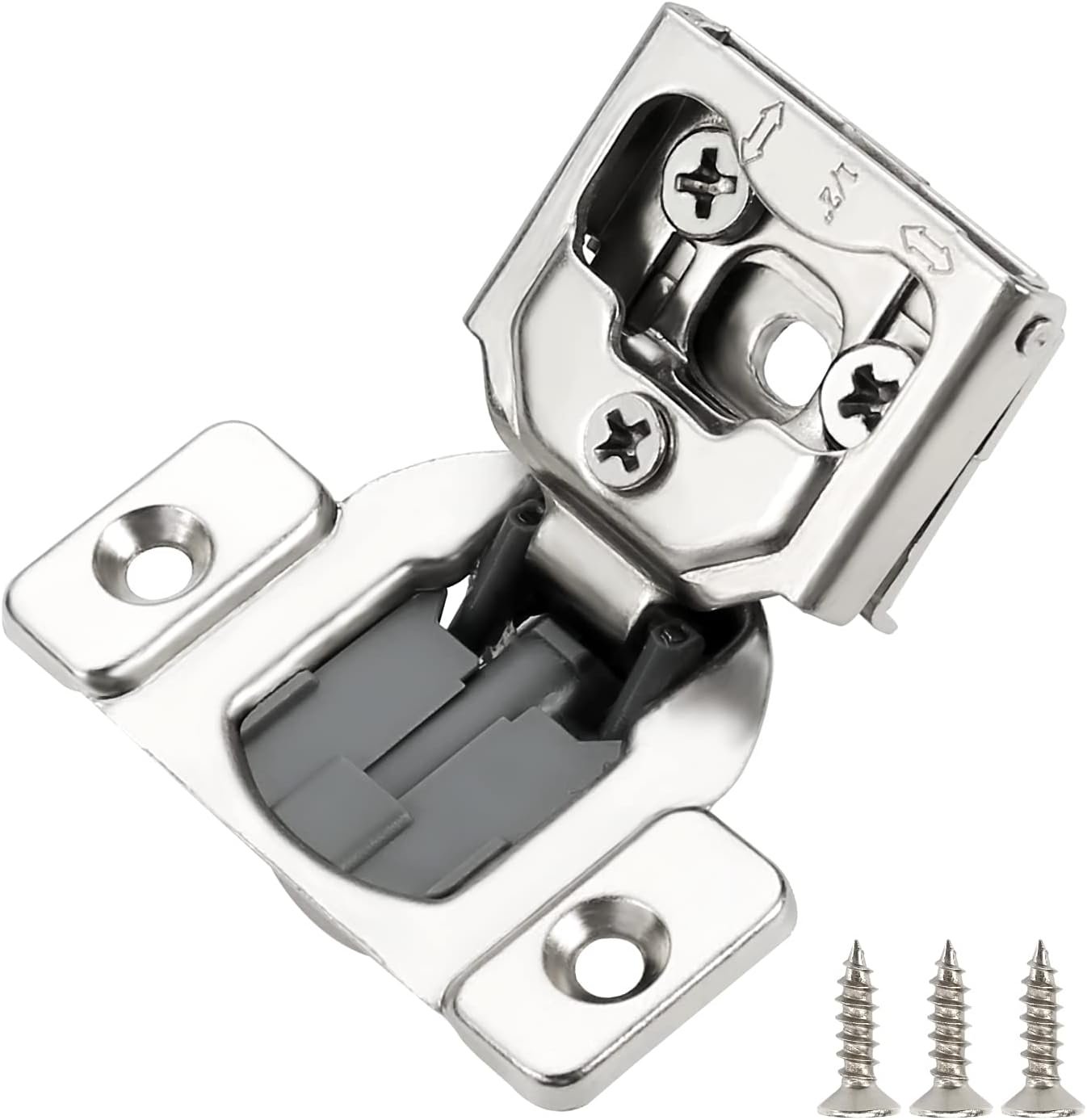 KNOKLOCK 10 Pack 1/2 Inch Overlay Soft Close Cabinet Hinges Nickel Plated Degree Kitchen Cabinet Hinges with Screws