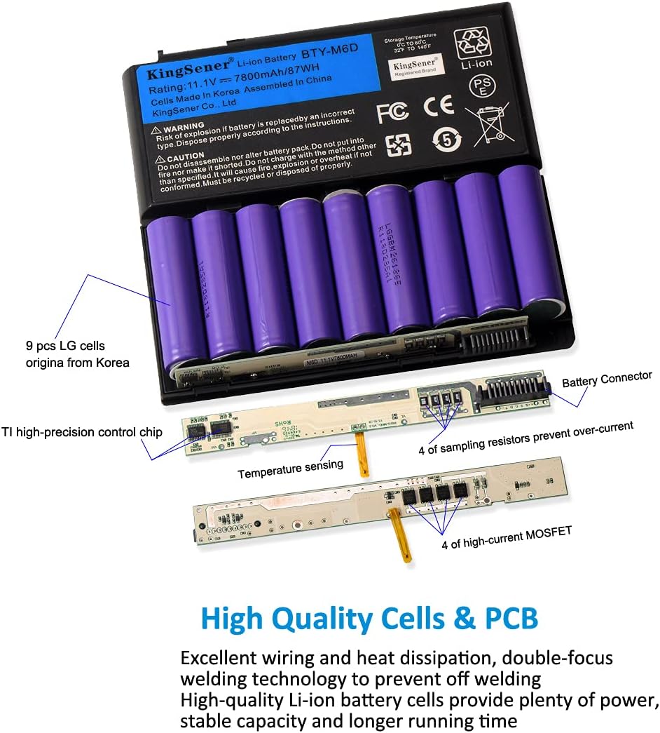 KingSener 11.1V 7800mAh New 9 Cells BTY-M6D Laptop Battery for MSI GT60 GT70 GX780R GX680 GX780 GT780R GT660R GT663R GX660 GT680R GT783R Pack of 2