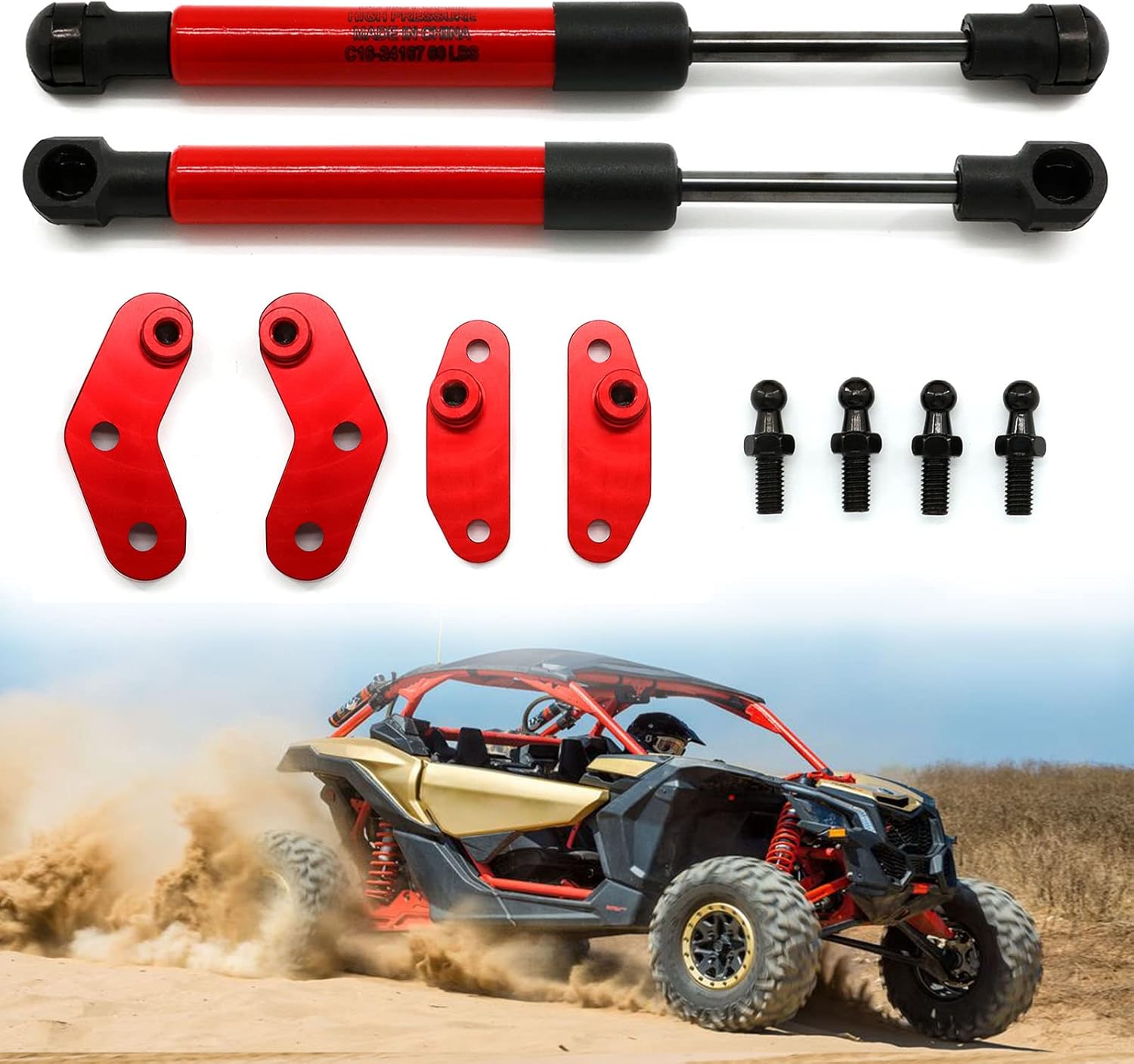 X3 Door Opener Kits, POLARBEAR Gas Struts Doors Handle Aluminum for Can Am Maverick X3 and X3 Max XDS XRS XMR DS 2017-2022 Auxiliary Doors Opener Accessories