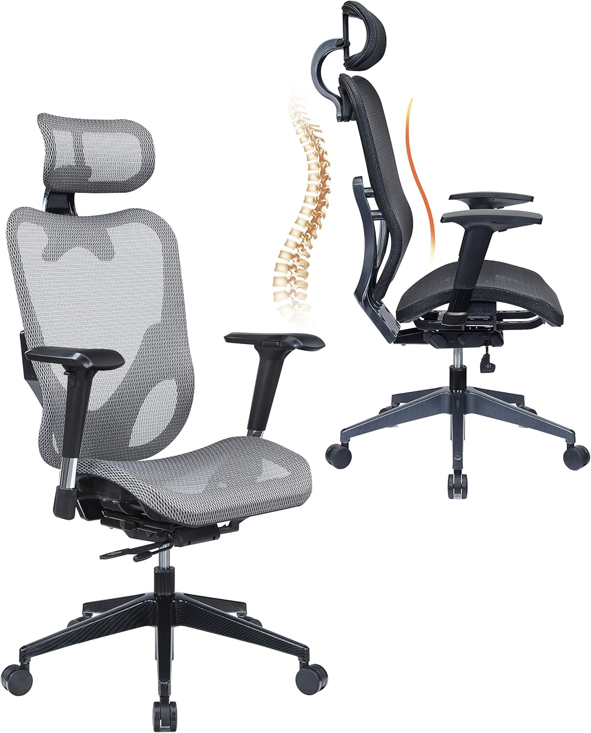 Mesh3 Hyper GTR Ergonomic Office Chair Premium Mesh Seat with Back Support Gaming Chair Fully Adjustable Headrest, Backrest and 4D Armrests for Great Posture BIFMA Black Color HY-105BK