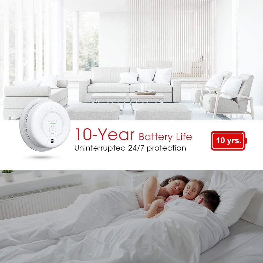 X-Sense SC03 10-Year Battery (Not Hardwired) Combination Smoke and Carbon Monoxide Detector Alarm, Dual Sensor Smoke CO Alarm Complies with UL 217 & UL 2034 Standards, Pack of 3