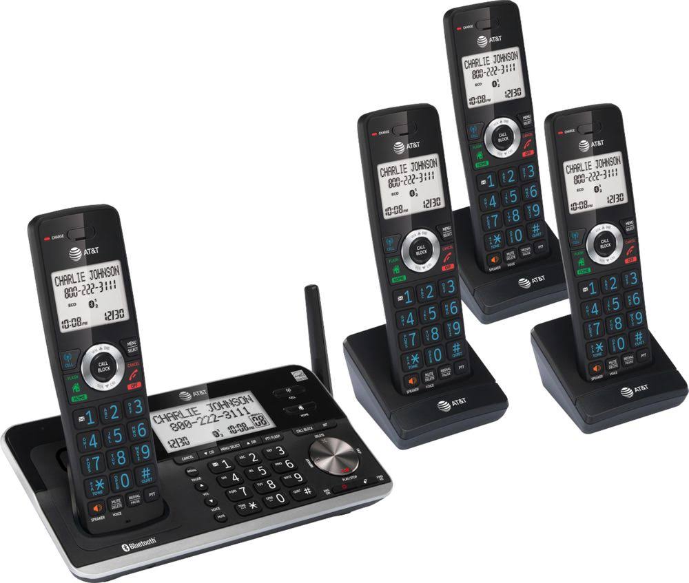 Atu0026t - 4 Handset Connect to Cell Answering System with Unsurpassed Range - Black DLP73410