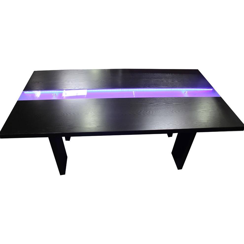 Best Master Furniture Zendaya Black Wood with LED Lighting Dining Table