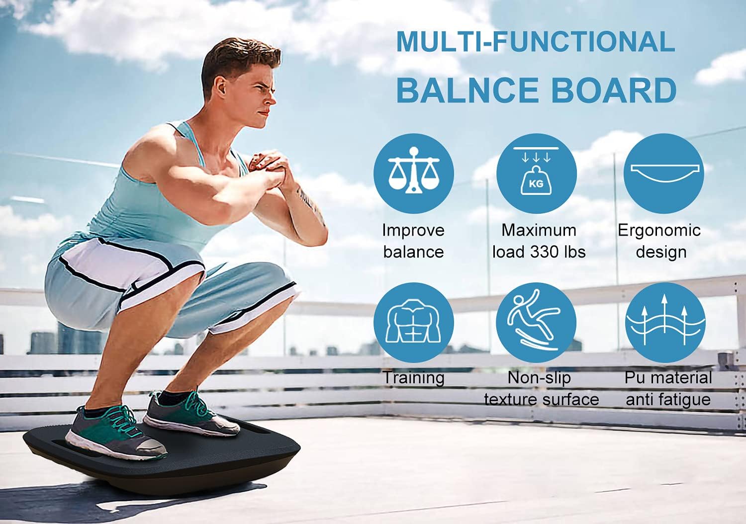 100pointONE Standing Desk Balance Board Stability Rocker with Ergonomic Design Anti Fatigue Mat for Home Office Pack of 2