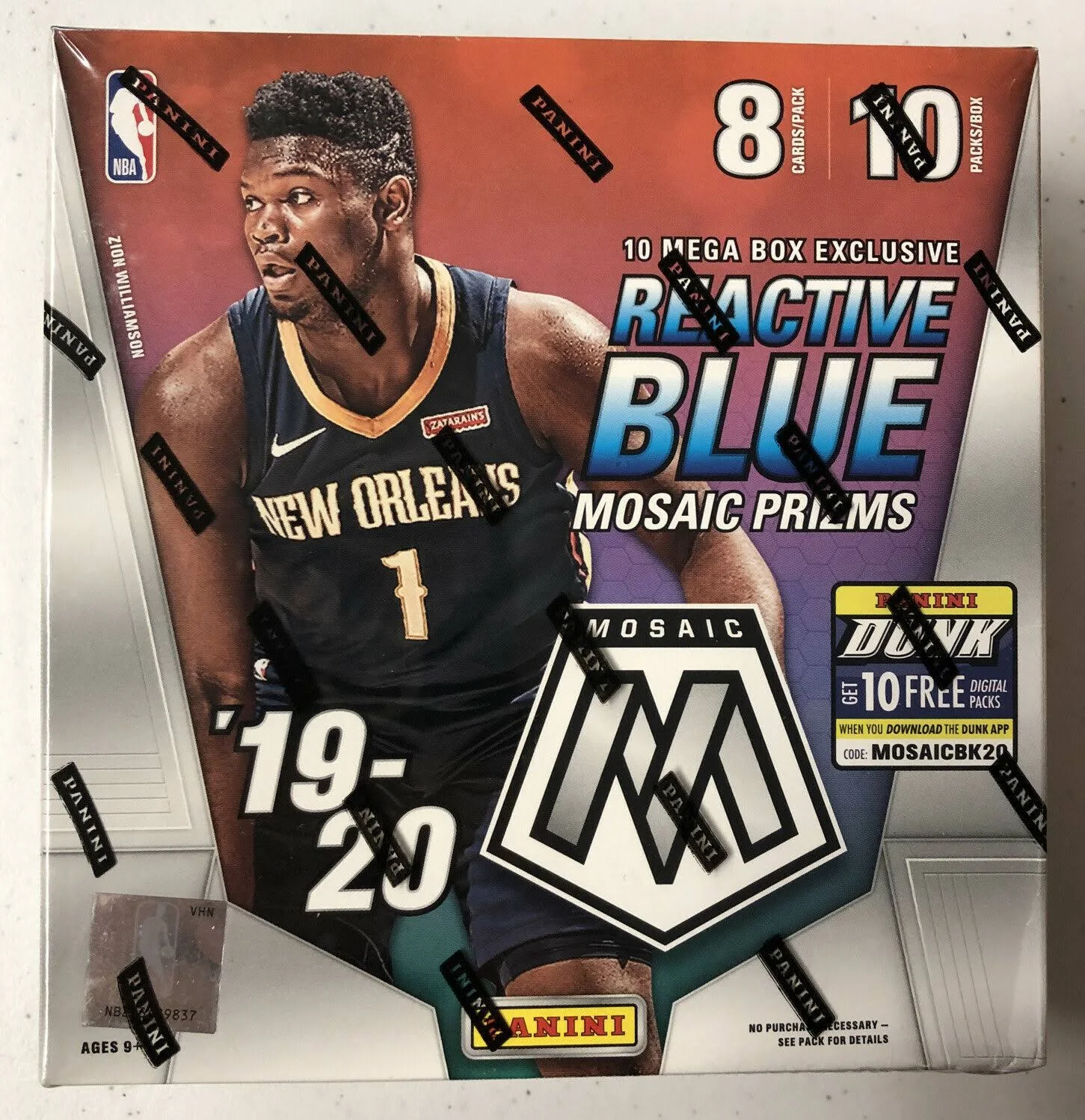 2019-20 Panini Mosaic Basketball Mega Box Reactive Blue Prizm Factory Sealed