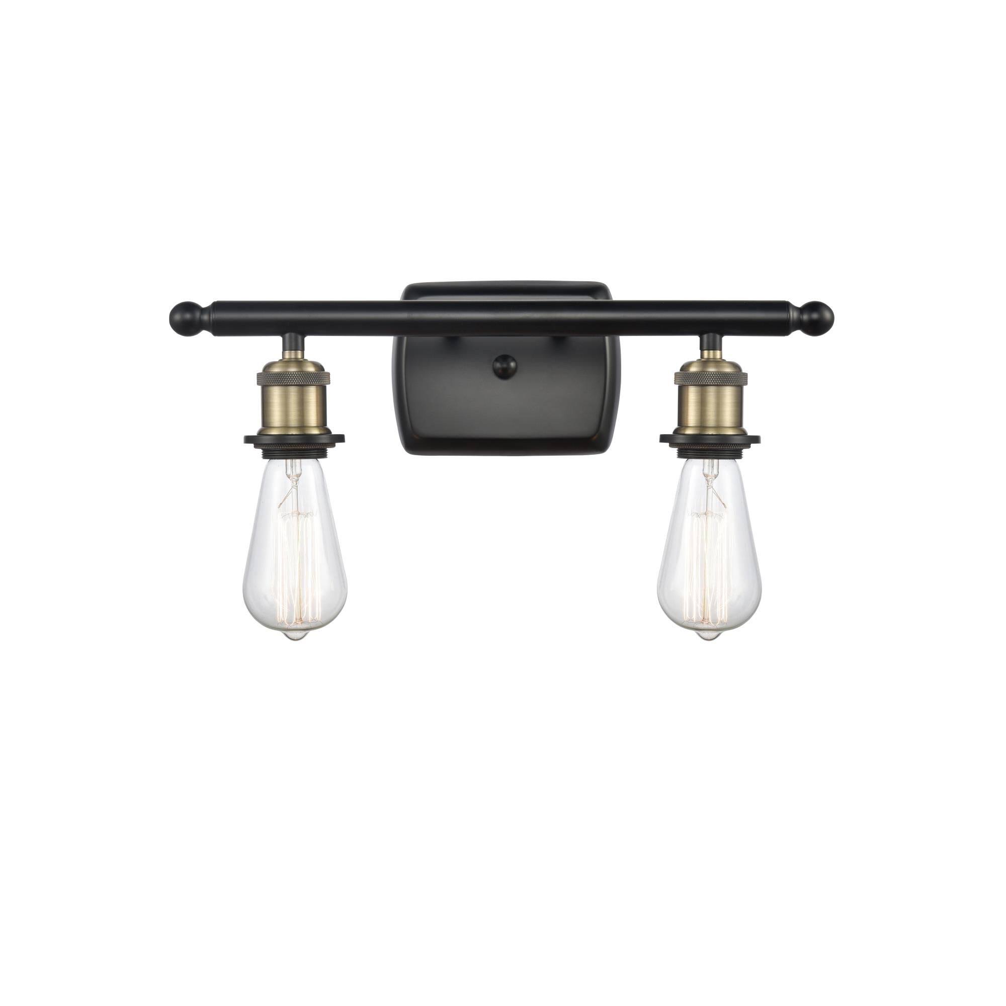 Innovations Lighting-516-2W-BAB-Bare Bulb - 16 inch 2 Light Bath Vanity Black Antique Brass Finish