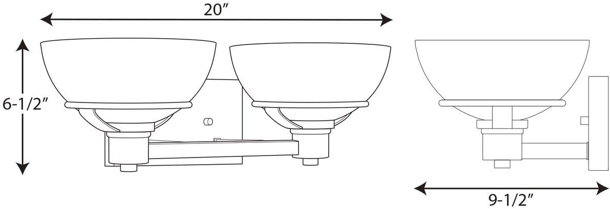 Progress Lighting P300033-031 Domain Two-Light Bath, Black Pack of 2