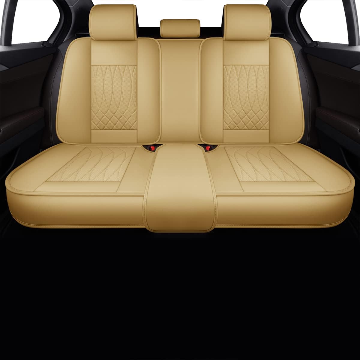 TZAUTMAC Universal Gray Leather Car Seat Covers,Waterproof Breathable Automotive Seat Covers fits Cars Truck SUV Sedan,Armrest and Airbag Compatible