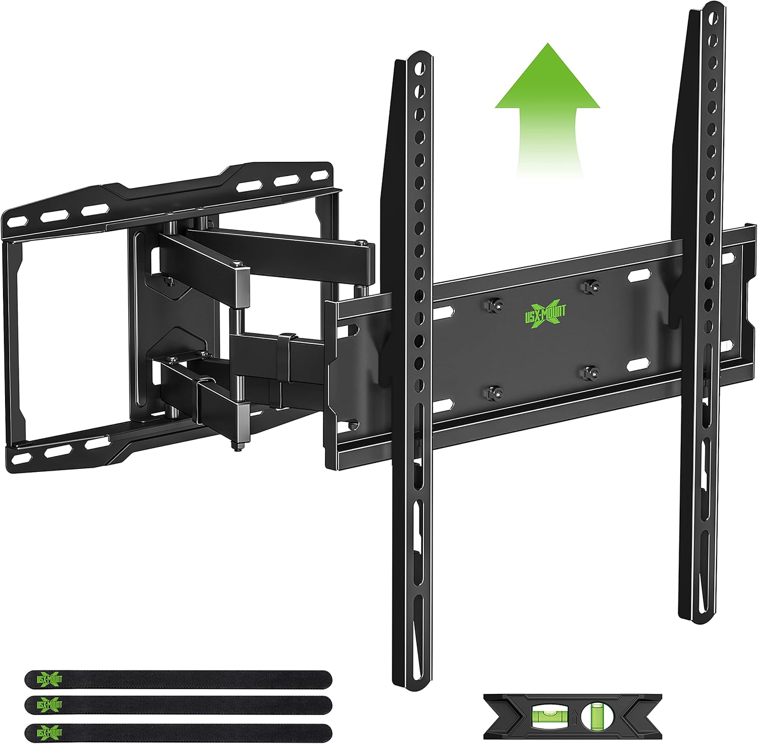 USX MOUNT Full Motion TV Wall Mount with Height Adjustable, Swivel Tilt and Extension for Most 32-65 Inch Flat /LED/4K TVs,TV Bracket with Articulating Dual Arms Holds up to 110lbs, Max VESA 400X400mm Pack of 2