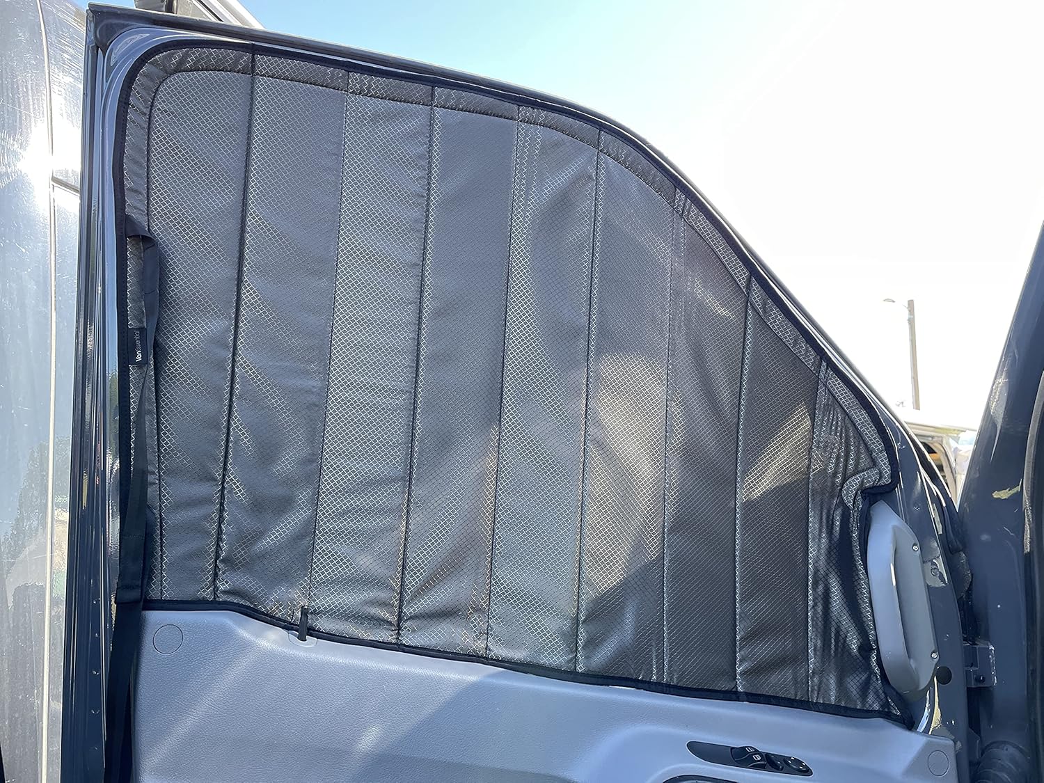 VanEssential Mercedes-Benz 2019-Current Sprinter Van Insulated Blackout Front Door Covers (Pair) - Olive Gray