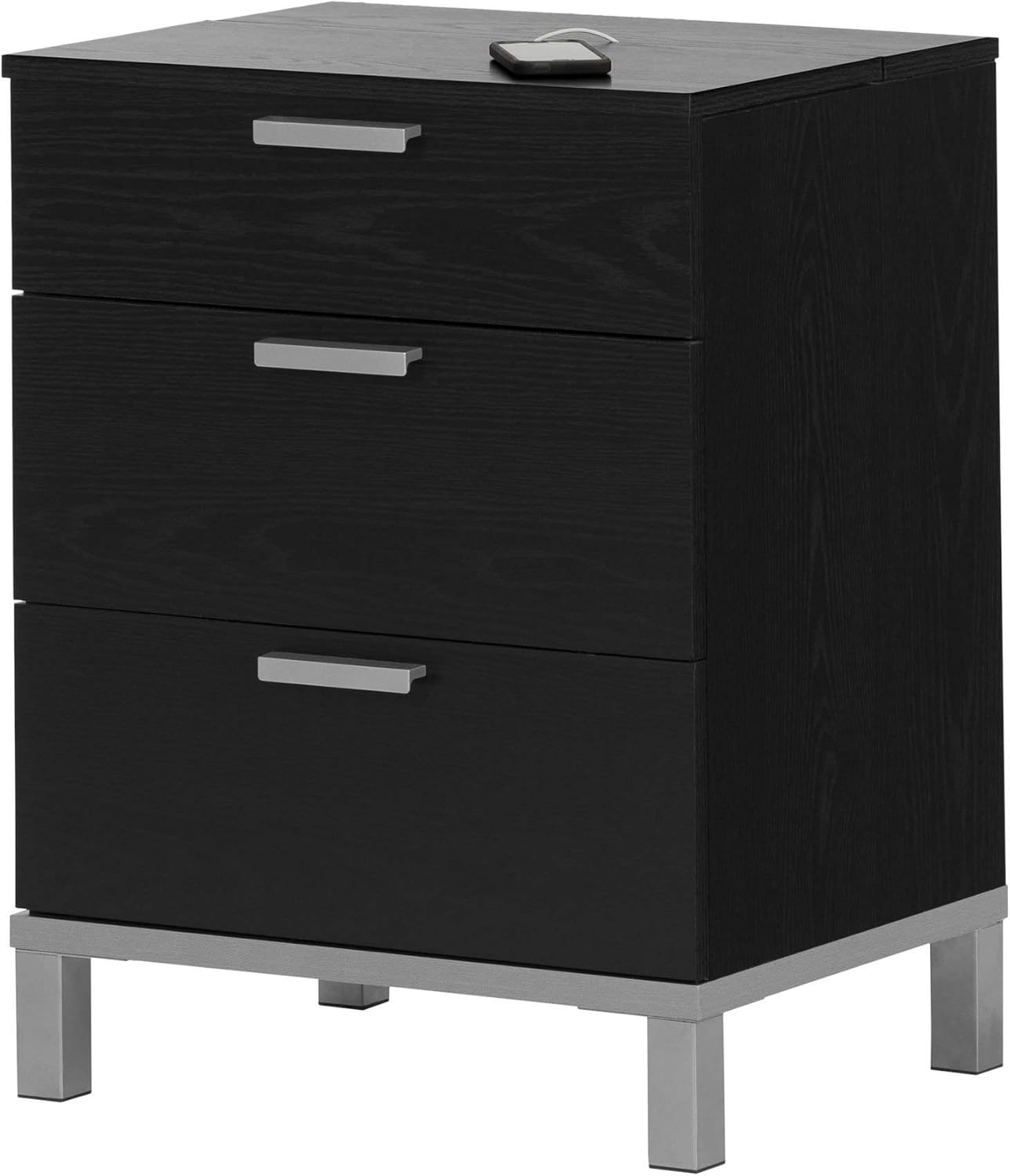South Shore Flexible 2 Drawer Nightstand in Black Oak