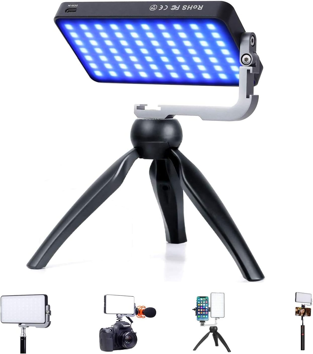 IVISII G2 Pocket RGB Camera Light,32Wh Built-in 4300mAh Rechargeable Battery 360°Full Color Gamut 9 Light Effects,2600-10000K LED Video Light Panel with Aluminum Alloy Body, Adjustable Tripod Stand Pack of 2
