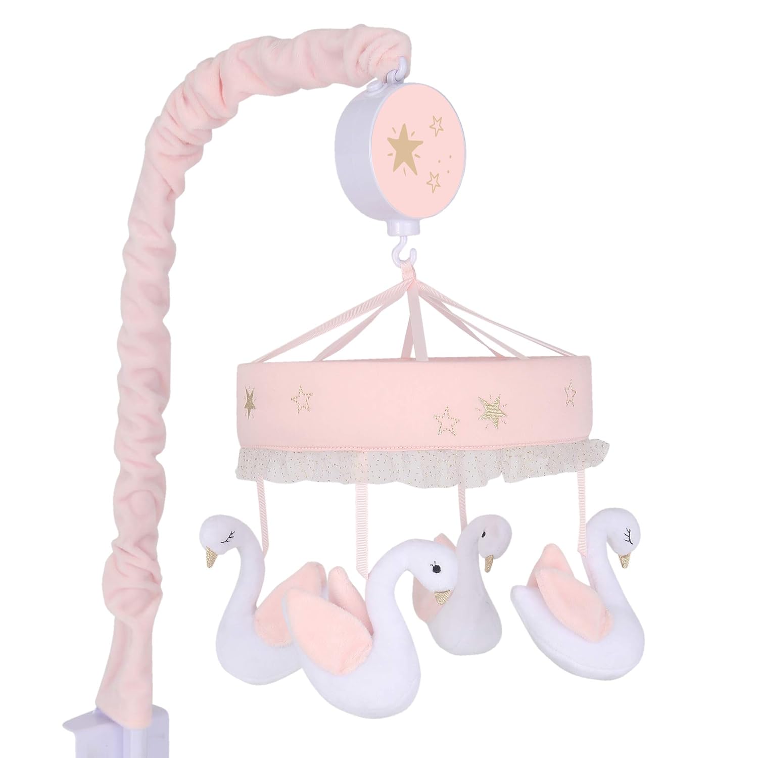 Lambs & Ivy Signature Swan Princess Pink/White Musical Baby Crib Mobile Pack of 2
