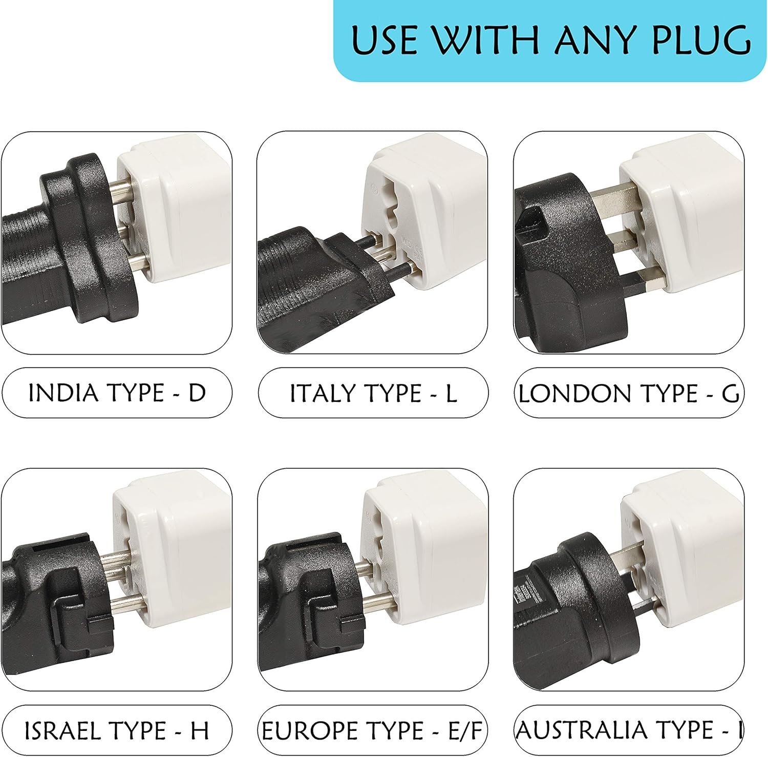 Ceptics Australia, China, New Zealand Travel Plug Adapter (Type I) - 3 Pack [Grounded & Universal] (GP-16-3PK)