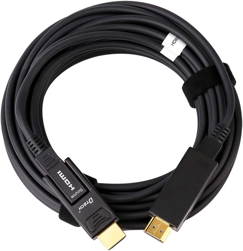 DTECH Fiber Optic HDMI Cable 4K 60Hz 444 422 420 Chroma Subsampling 18Gbps Ultra HD with Micro HDMI and Standard HDMI Connector (Black, 10 Feet) Pack of 2