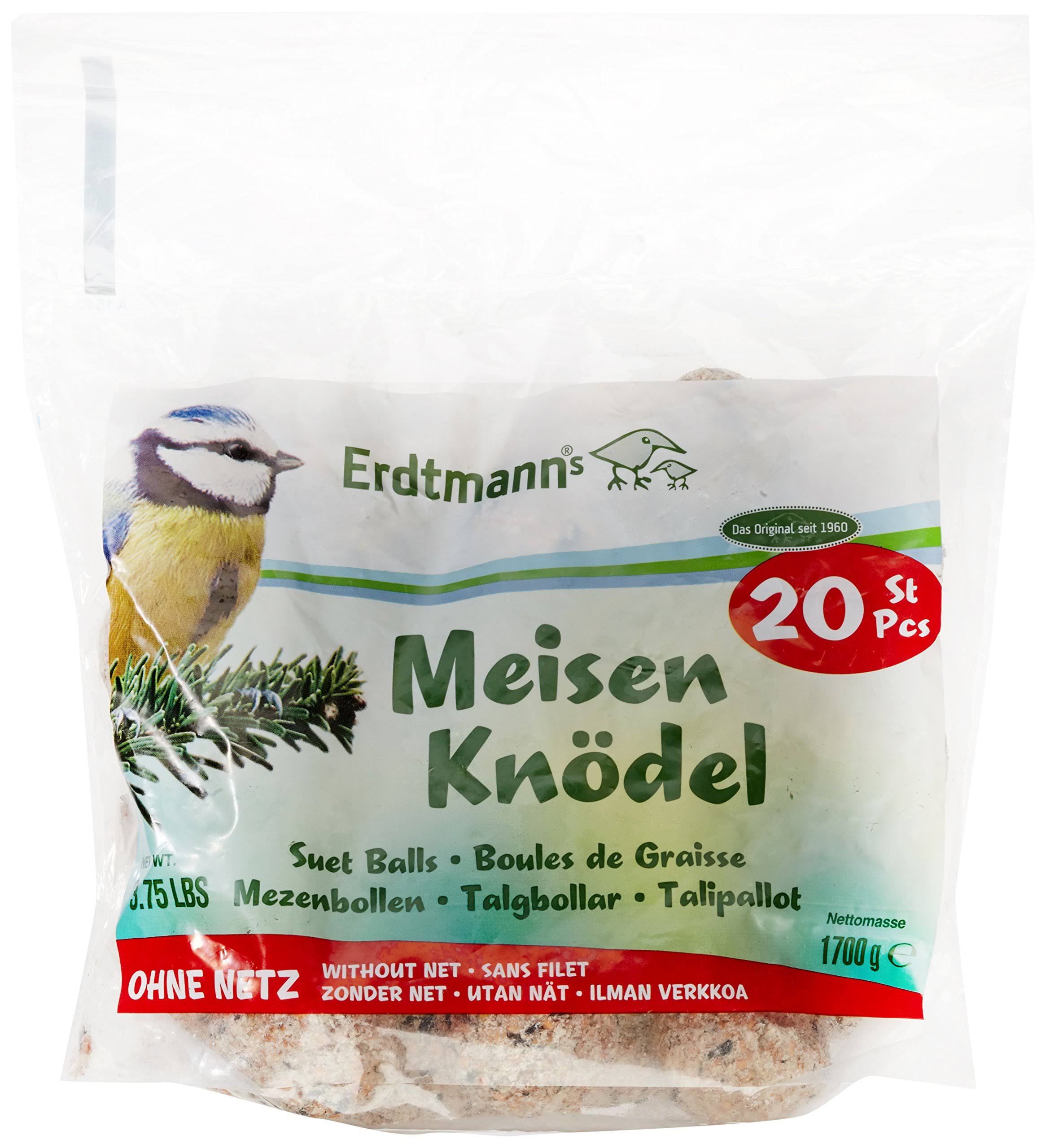 Erdtmanns Suet Balls without Nets and in A Polybag Pet Treat, 14 by 12.5 by 2-Inch, 20-Pack