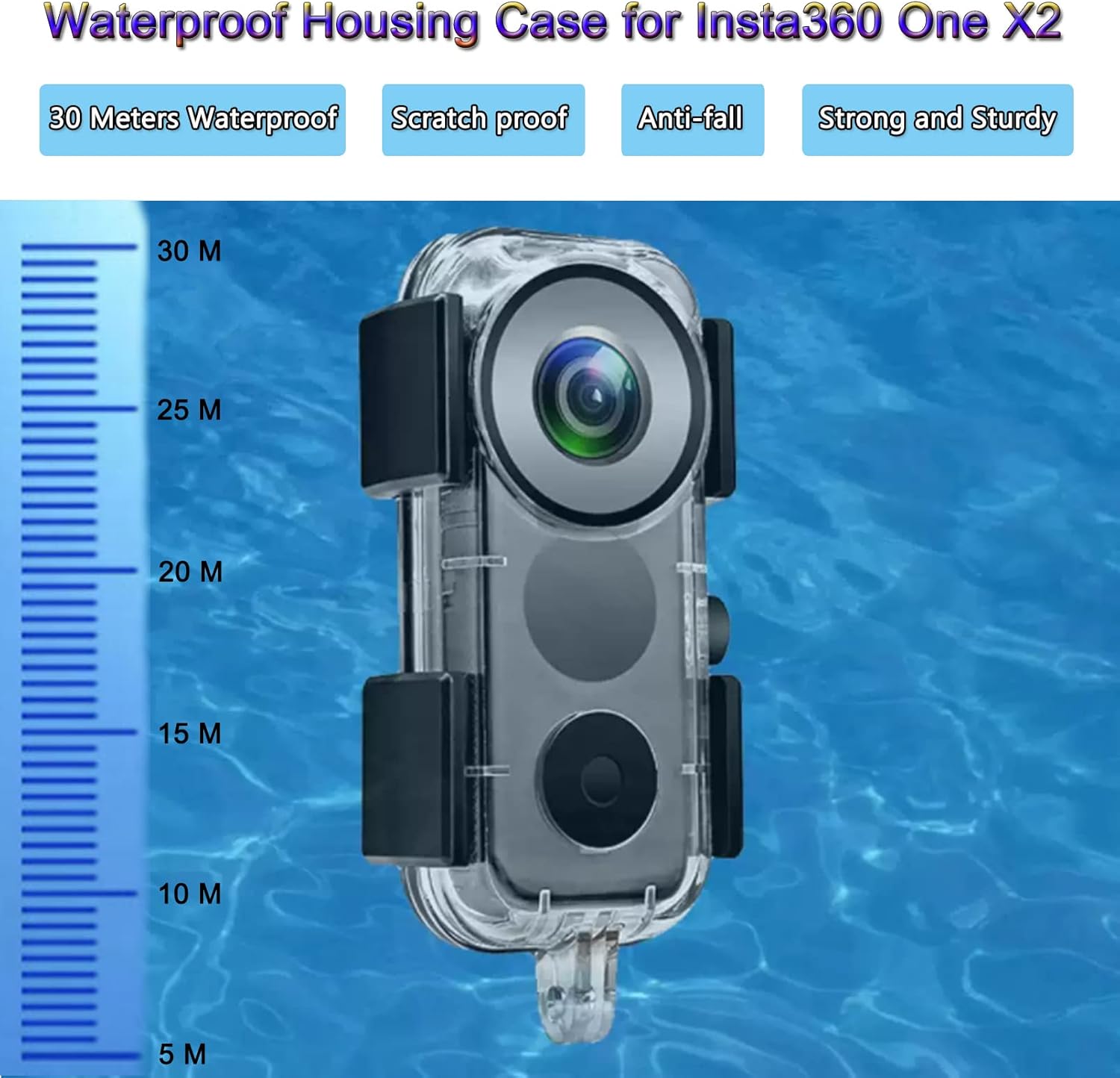 iEago RC Waterproof Housing Case for Insta360 ONE X2, Dive Case Underwater Diving Shell 30 Meters Waterproof Depth Protective Case with 1/4