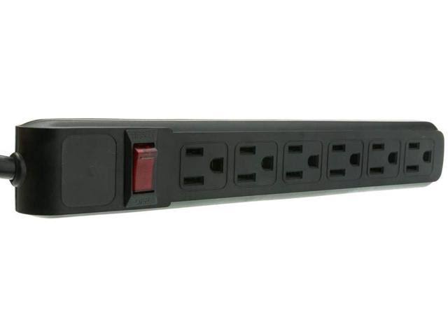 Edragon Surge PROTECTOR, Flat Rotating Plug, 6 Outlet, Horizontal Outlets, Plastic, Power Cord, 4 Feet, Black, Pack of 4 ED75647