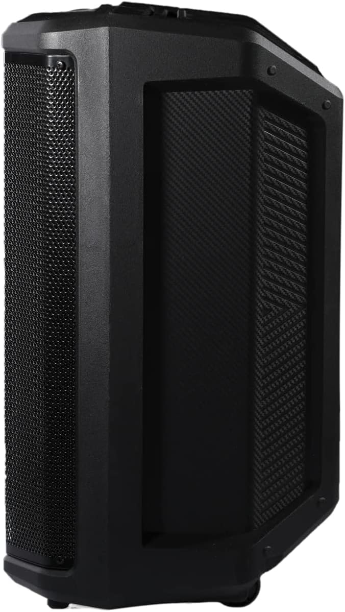 Norcent NSP-120X 12-Inch Extra Base Bluetooth Portable DJ Speaker w/Active Lights Microphone AM Radio Wheels for Indoor and Outdoor (Norcent NSP-120X)