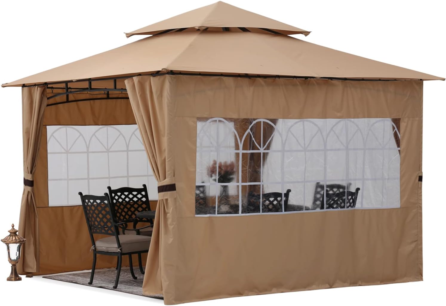 ABCCANOPY 10&rsquo;x10&rsquo; Winter Gazebo with Sidewalls and Church Window for Patio,Lawn,Backyard and Garden(Khaki)