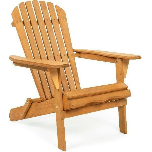 Best Choice Products Foldable Wooden Outdoor Adirondack Chair Patio Lawn Deck Garden Furniture Brown