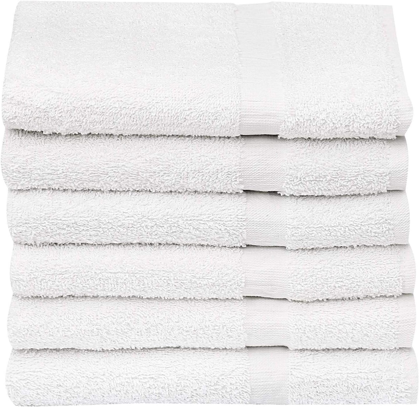 GOLD TEXTILES Bulk Bath Towels White 12 Pack (22x44 Inches) Economy Light Weight Easycare