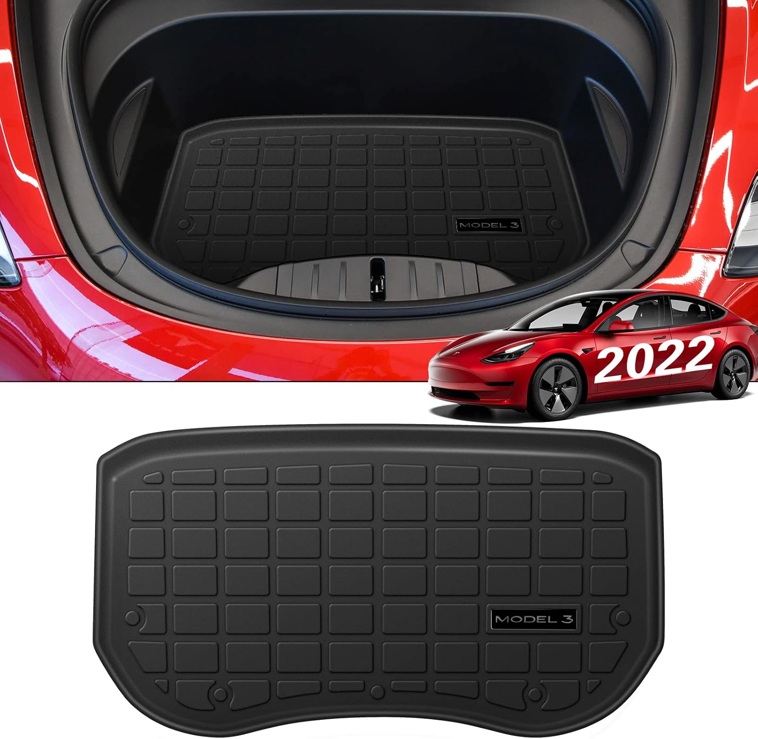 BASENOR 2022 2021 Tesla Model 3 Frunk Mat Front Liner All-Protection Heavy Duty Cargo Mats Accessories