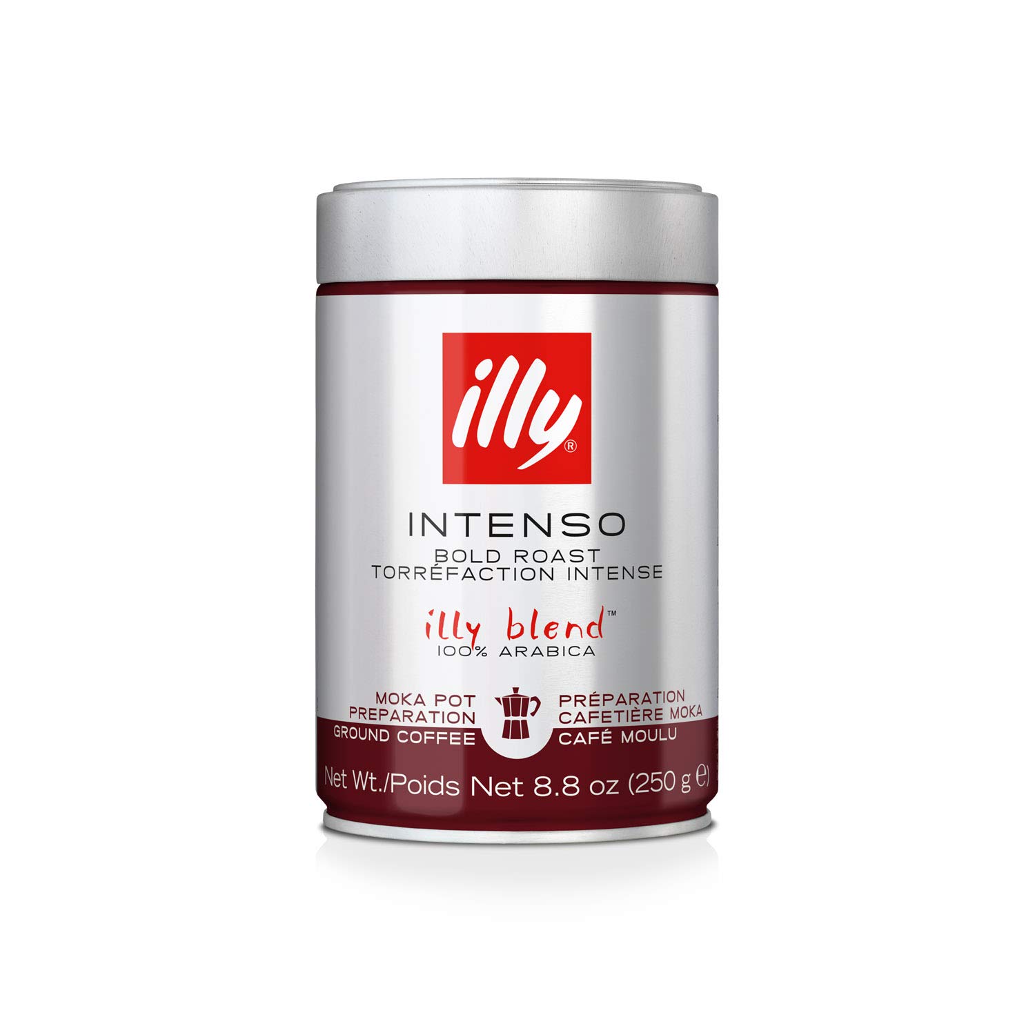 illy Intenso Ground Moka Coffee, Dark Roast, Intense, Robust and Full Flavored With Notes of Deep Cocoa, 100% Arabica Coffee, No Preservatives, 8.8 Ounce (Pack of 6) Pack of 2