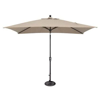 Launceston 10& x 6.5& Rectangular Market Umbrella Sol 72 Outdoor Fabric Color: Solefin / Beige, Frame Color: Black