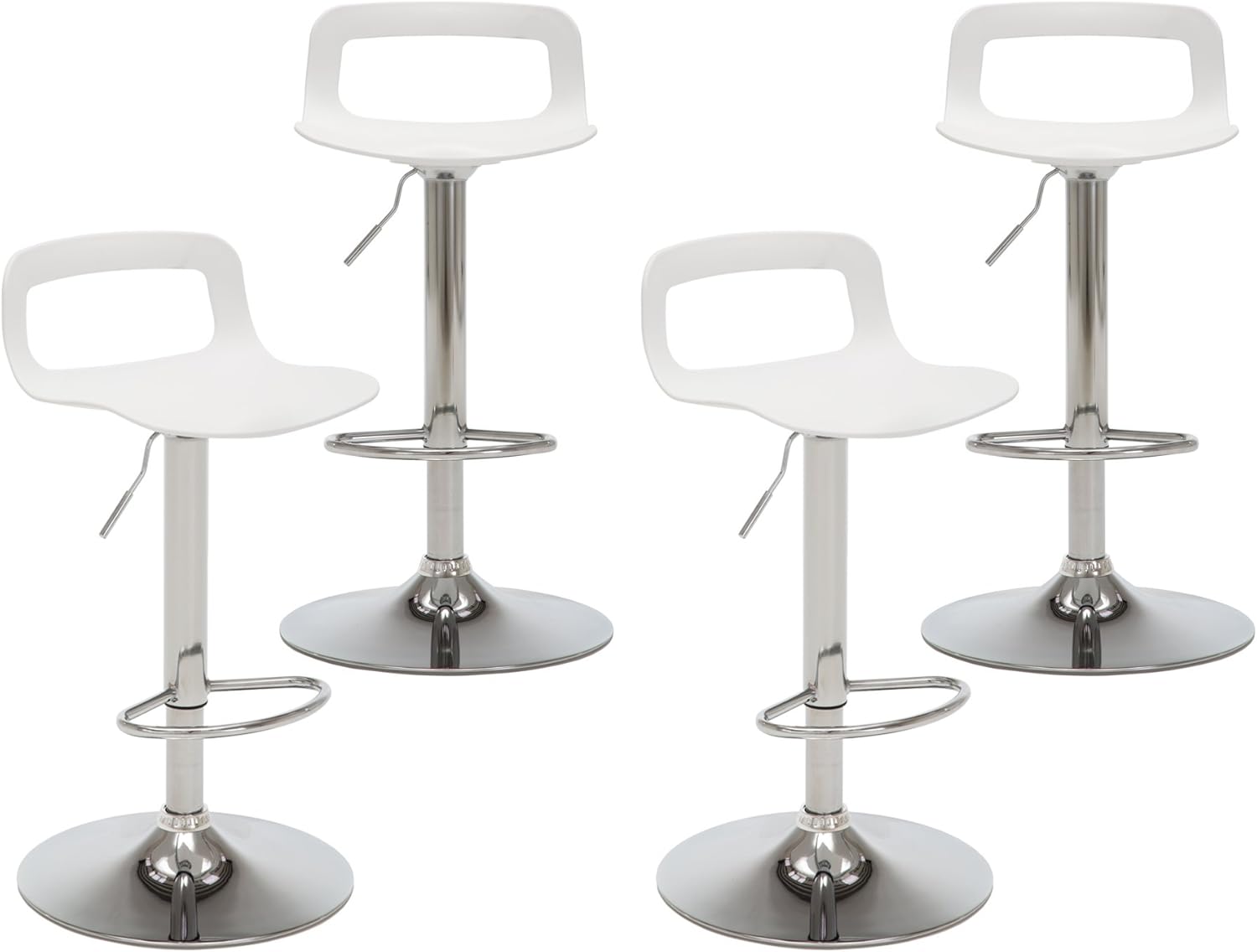 NOBPEINT Contemporary Chrome Air Lift Adjustable Swivel Bar Stool, Set of 4, Black