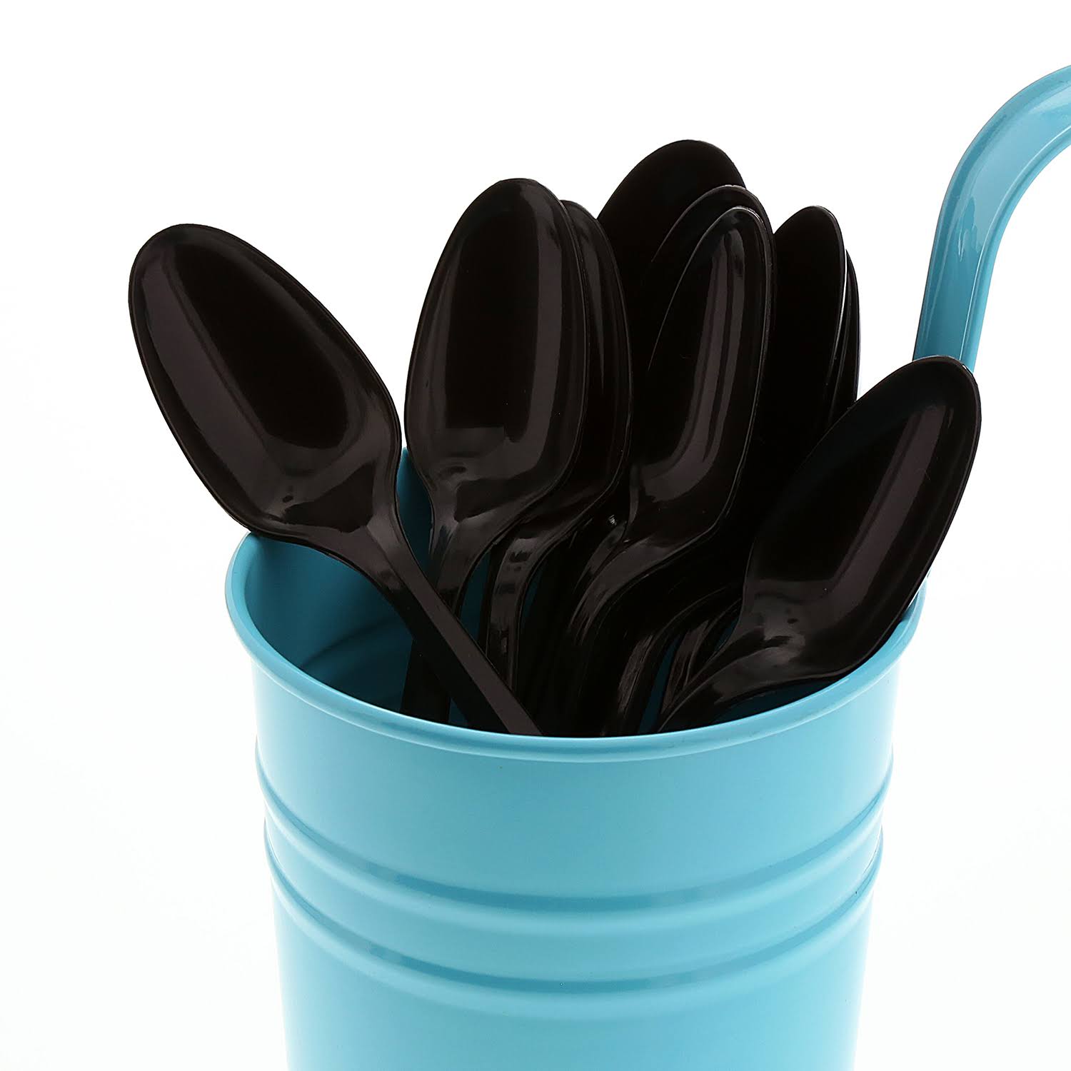 Amercare Medium Weight Black Polypropylene Teaspoons, Case of 1000