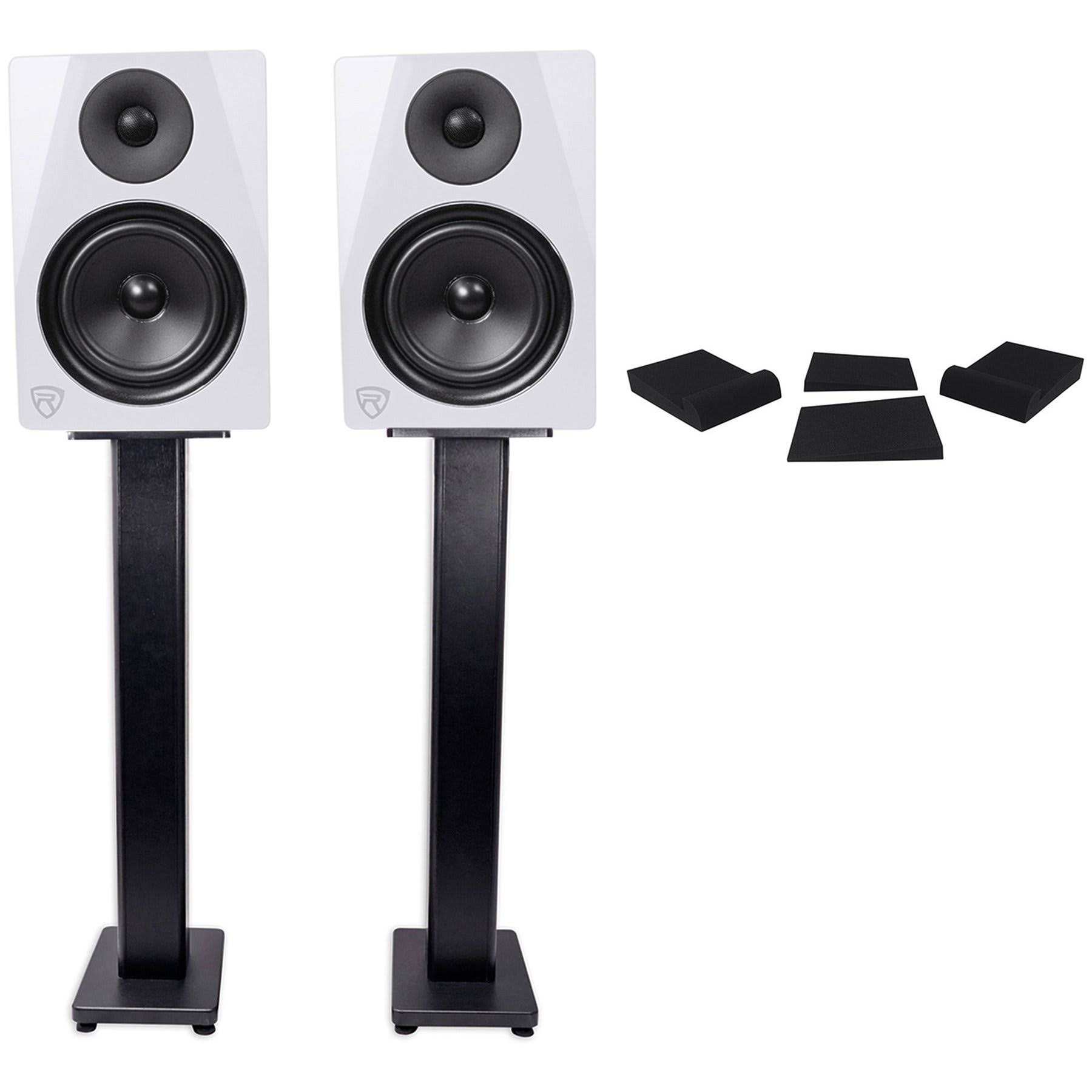 2 Rockville DPM6W Dual Powered 6.5x22 420 Watt Active Studio Monitors+Stands+Pads