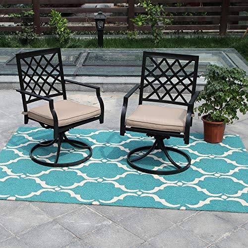 PHI VILLA Outdoor Patio Swivel Chair for Garden Backyard Furniture 2 Pcs Sets (Type A)