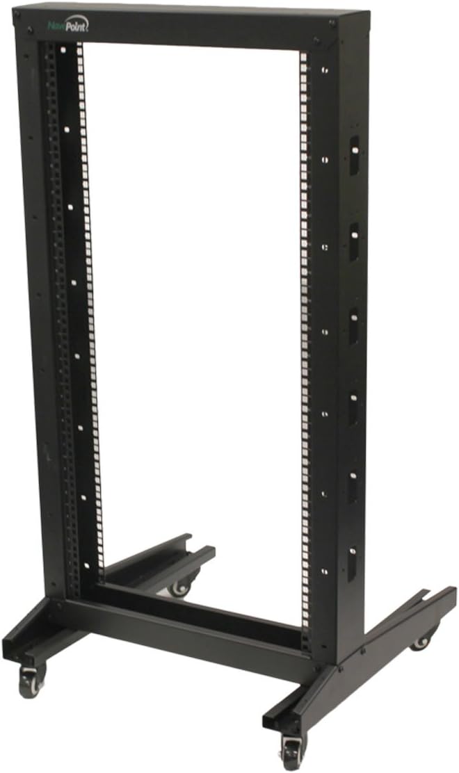 NavePoint 4ft Open Frame 19 Inch 22U 2-Post Network Server Relay Rack Rolling with Casters