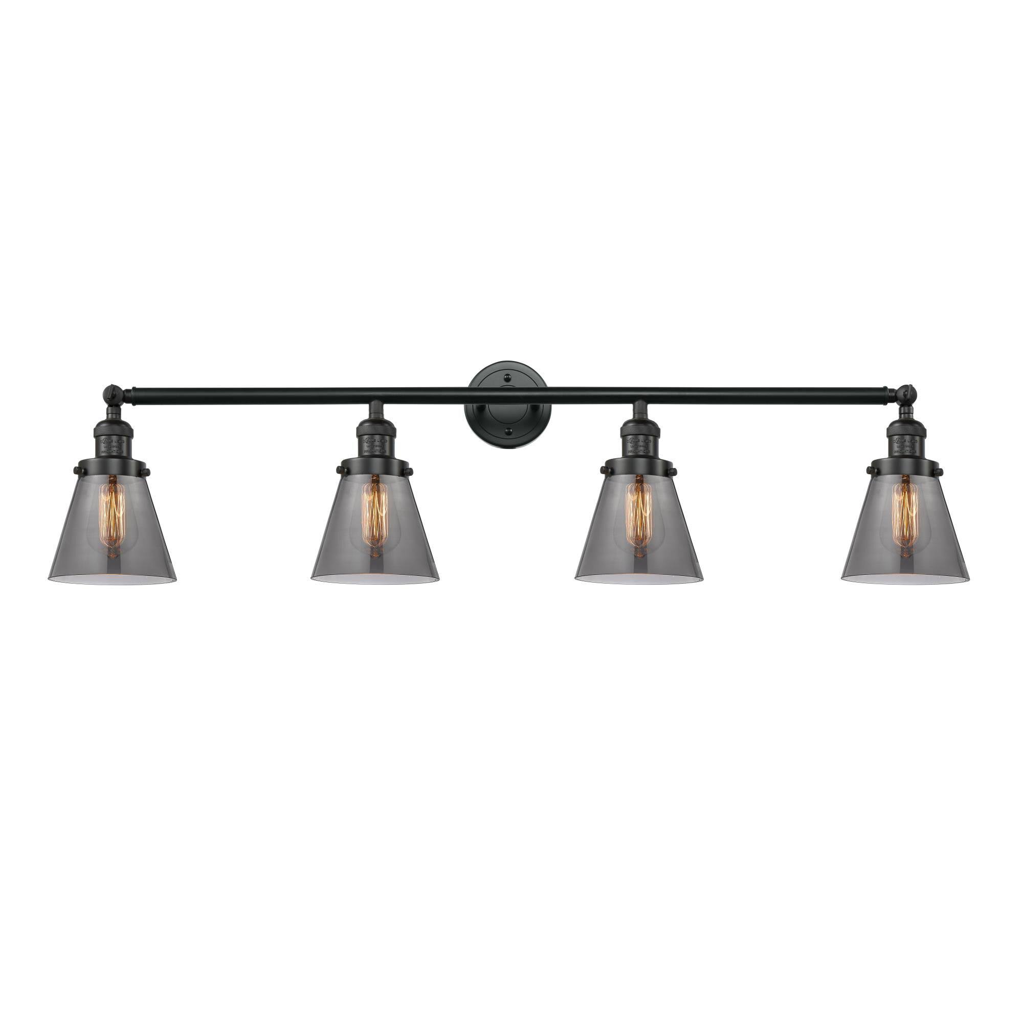 Innovations 215-BK-G63 Matte Black Small Cone 4 Light Bath Vanity Light