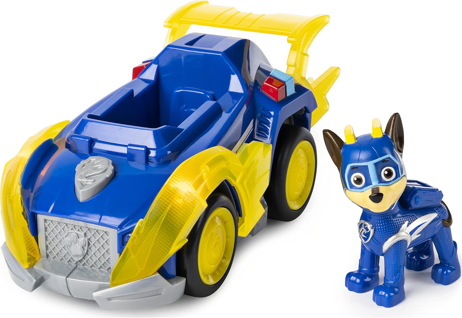 PAW Patrol, Mighty Pups Super Paws Chase’s Deluxe Vehicle with Lights and Sounds Pack of 2