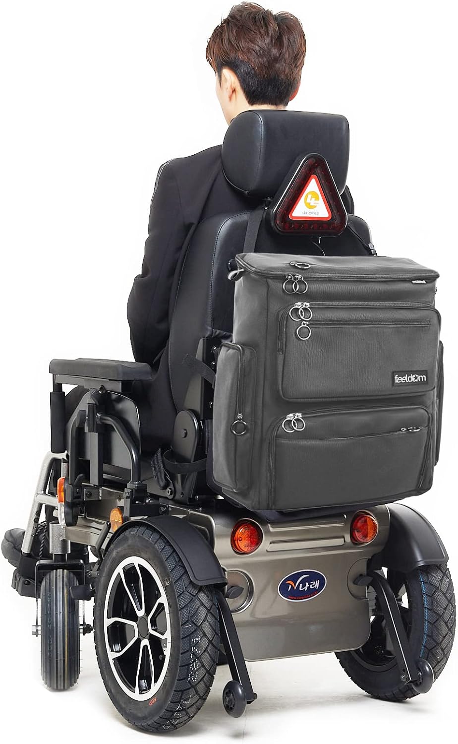 FEELDOM Wheelchair Bag, Fits Scooter, MAX - Large, Charcoal Grey - Water Resistant, Extra Storage Space, Durable, Premium Quality, Mobility Gear, Modern Chic Design, EZ Access