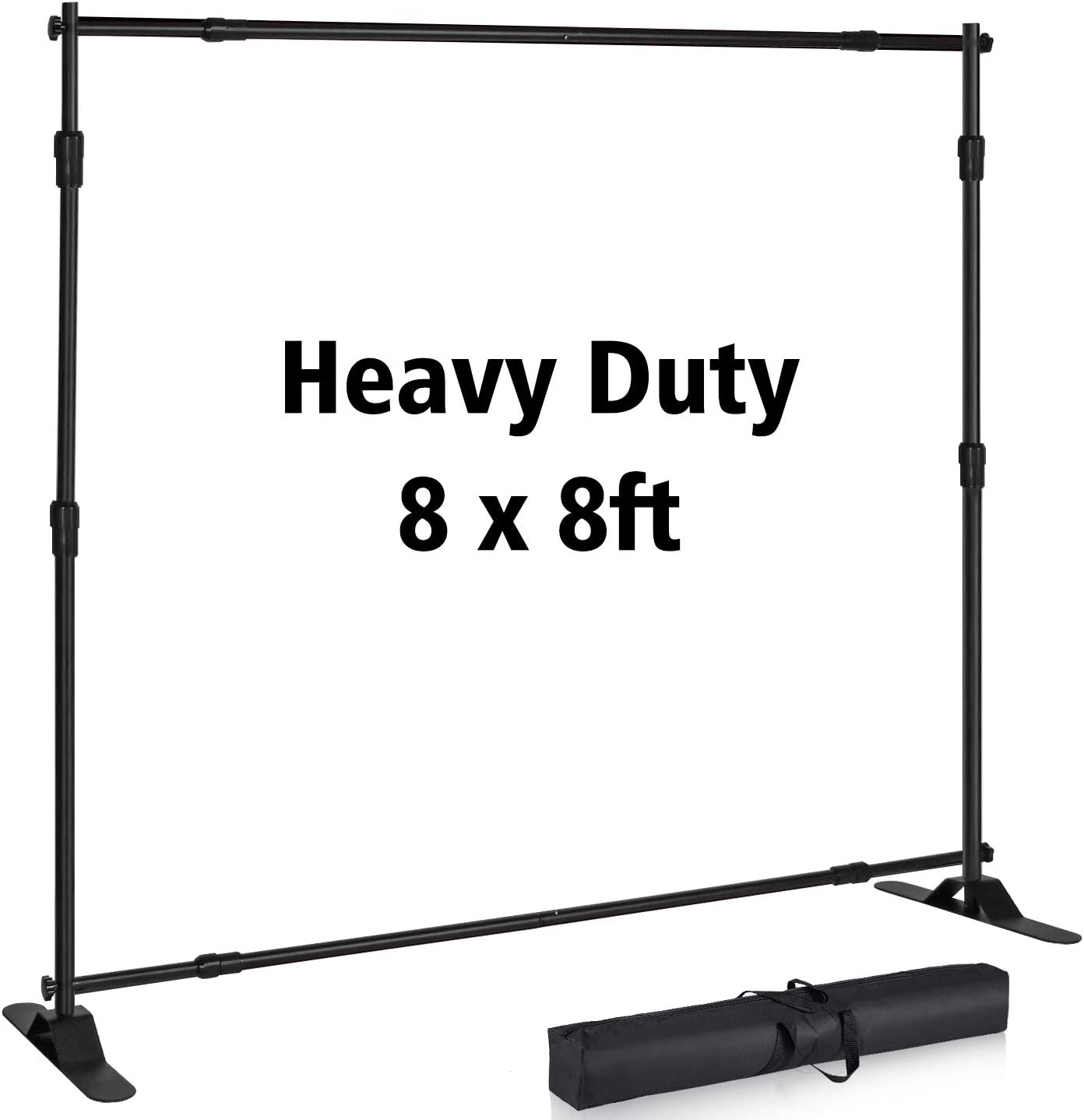 T-SIGN 8x8 ft Backdrop Banner Stand Large Heavy Duty Professional Telescopic Step and Repeat, Trade Show Photo Booth Background, Carry Bag