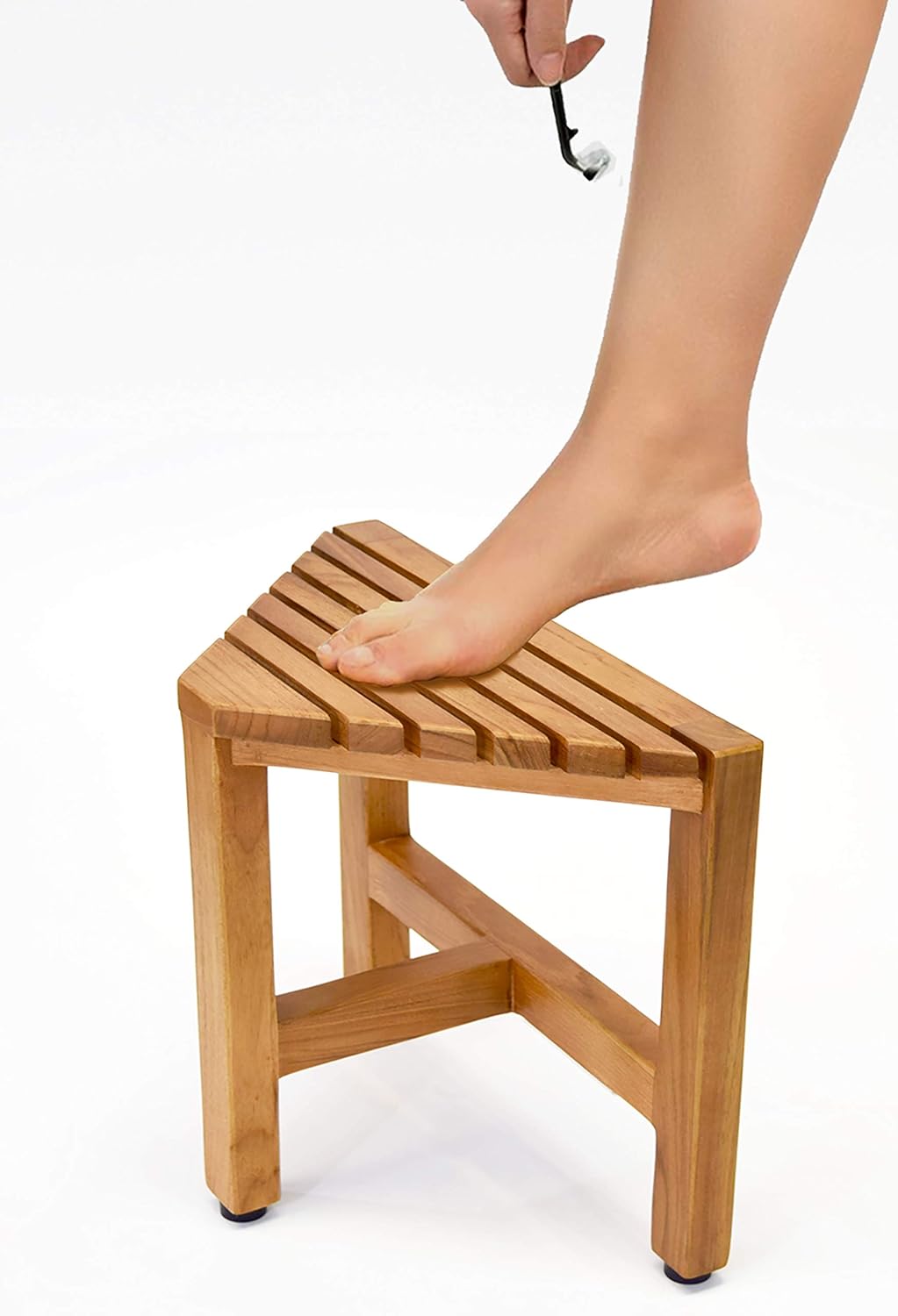 Asta Zini Solid Teak Shower/Bath/Spa Corner Foot Stool, Side Table, Fully Assembled, TB-014 Pack of 2