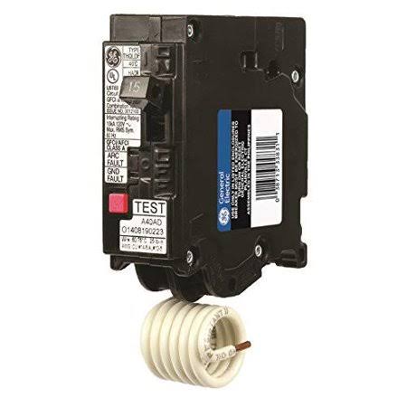GE THQL1120DF Single-Pole Dual Function Plug-In AFCI/GFCI Circuit Breaker, 120 VAC, 20 Amp, 10 kAIC
