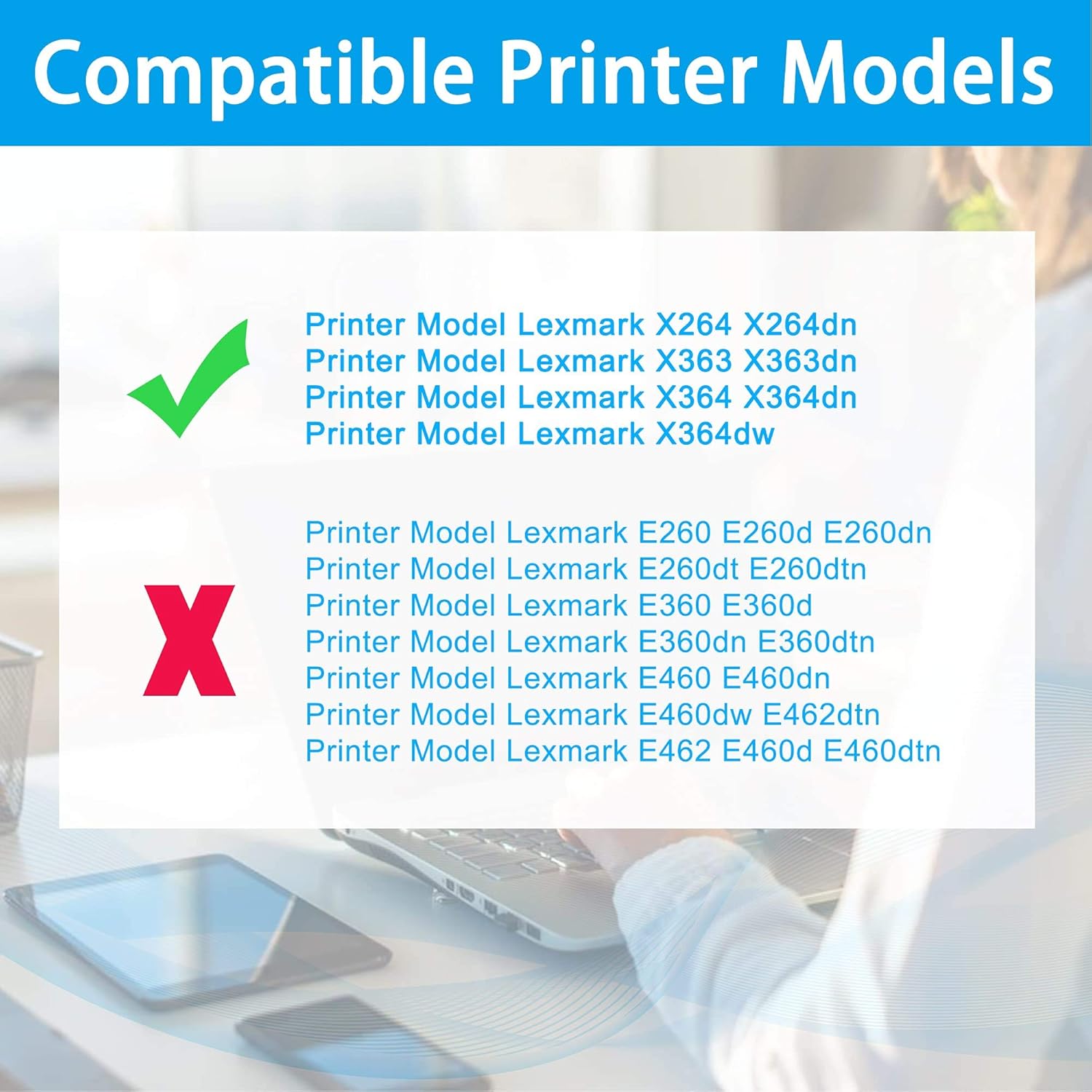 LCL Compatible Toner Cartridge Replacement for Lexmark X264 X264A11G X264A21G X264H11G X264H21G 9000 Pages X364 X364dn X364dw X264dn (2-Pack Black)