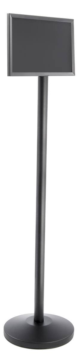 Displays2go 17 inch x 11 inch Floor Sign Stand, 63 inchh, Heavy Duty with Weighted Base, Non-Glare Lenses, 2 Sides, Black