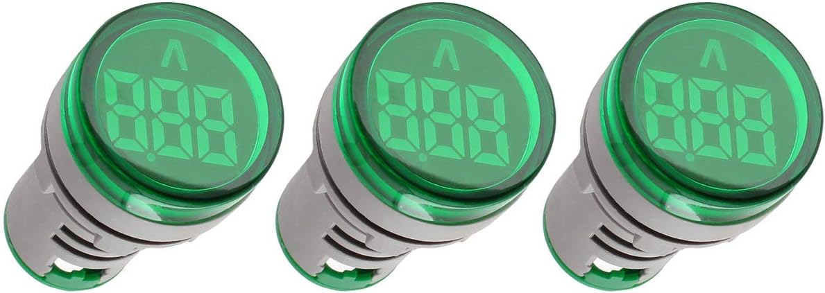 Shopcorp - Digital Led Display Indicator Ammeter, 0-100A Max AC380 Current Meter and 220V - Gauge Meter, Tester Amp Monitor - AD101-22AM Model, Circle Panel, Red (3 pack)