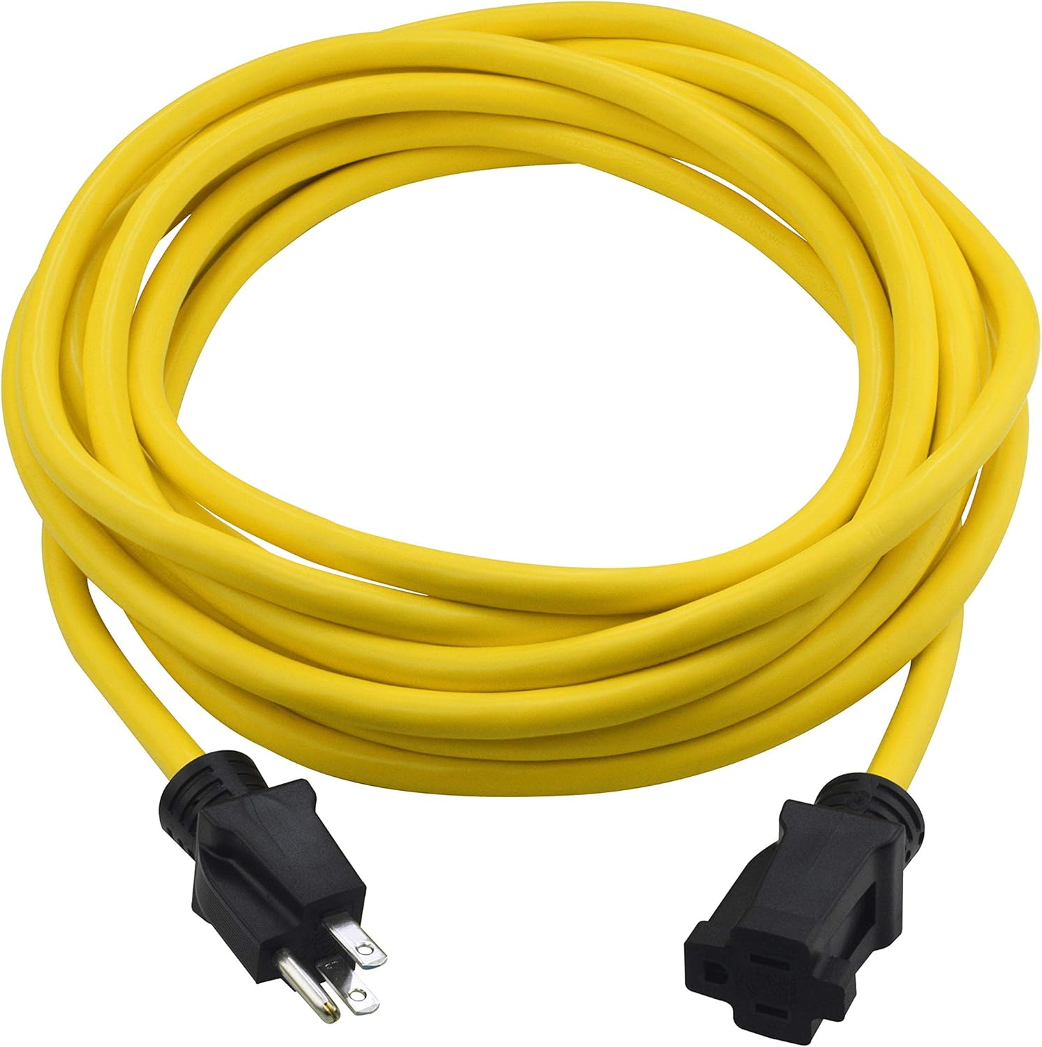 Clear Power 100 ft 12/3 SJTOW Extra Heavy Duty Contractor Grade Extension Cord with 5 Outlet Adapter Combo, Oil Water & Weather Resistant, Flame Retardant, Yellow, 3 Prong Grounded Plug, CPCO90001
