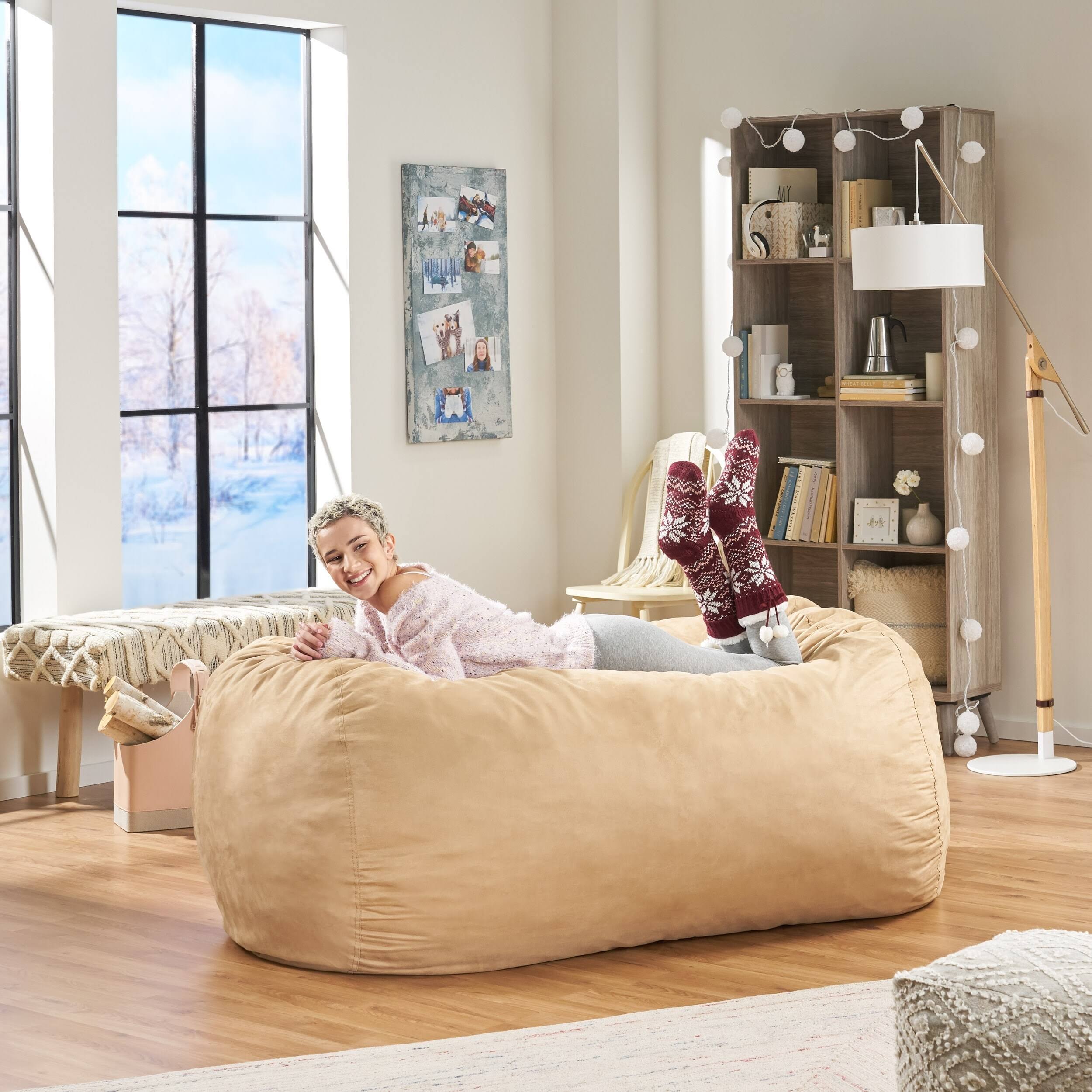 Barracuda 6.5-Ft. Suede Bean Bag Cover by Christopher Knight Home - Tuscany Cover Only