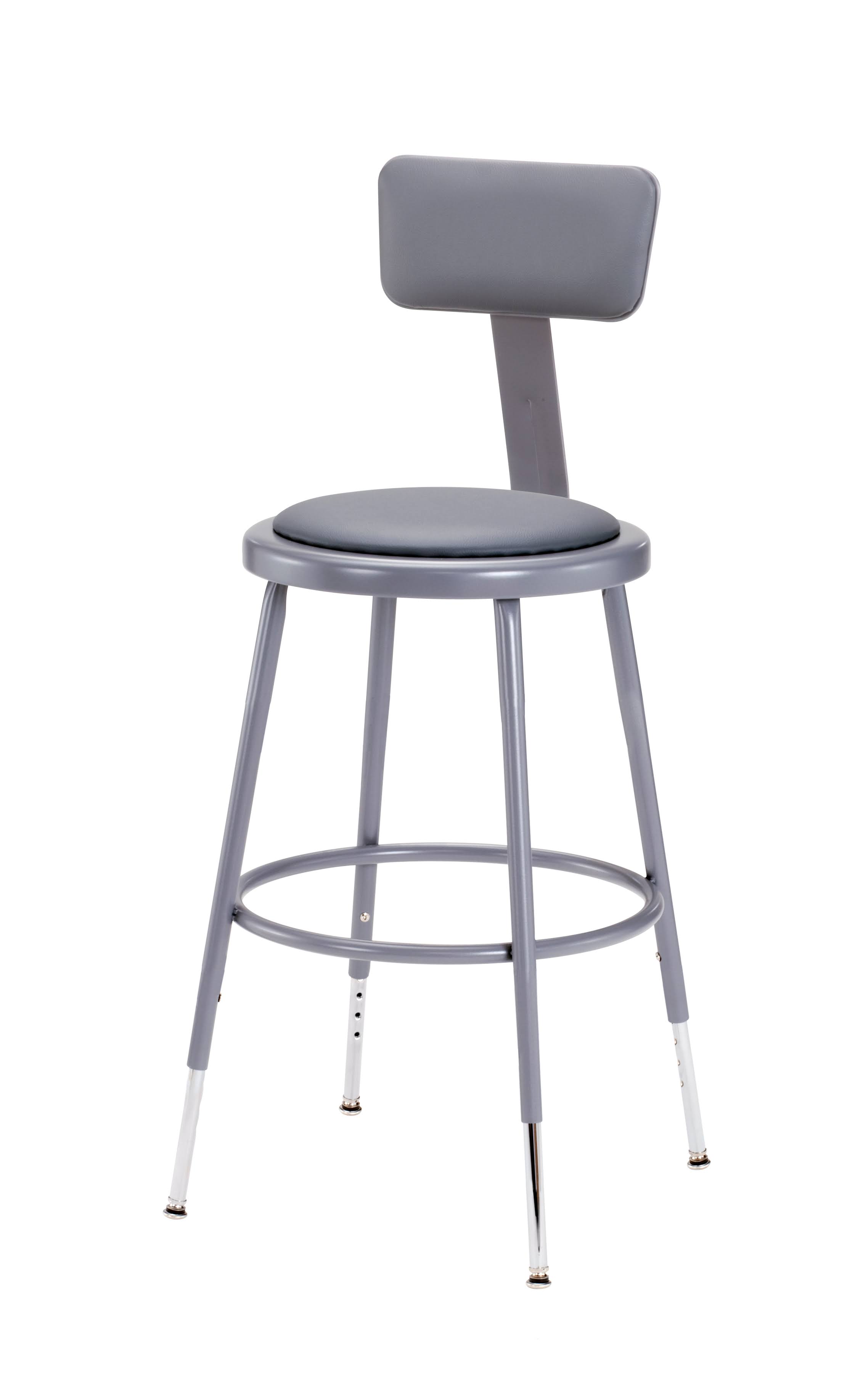 National Public Seating Gray Padded Adjustable Stool with Backrest